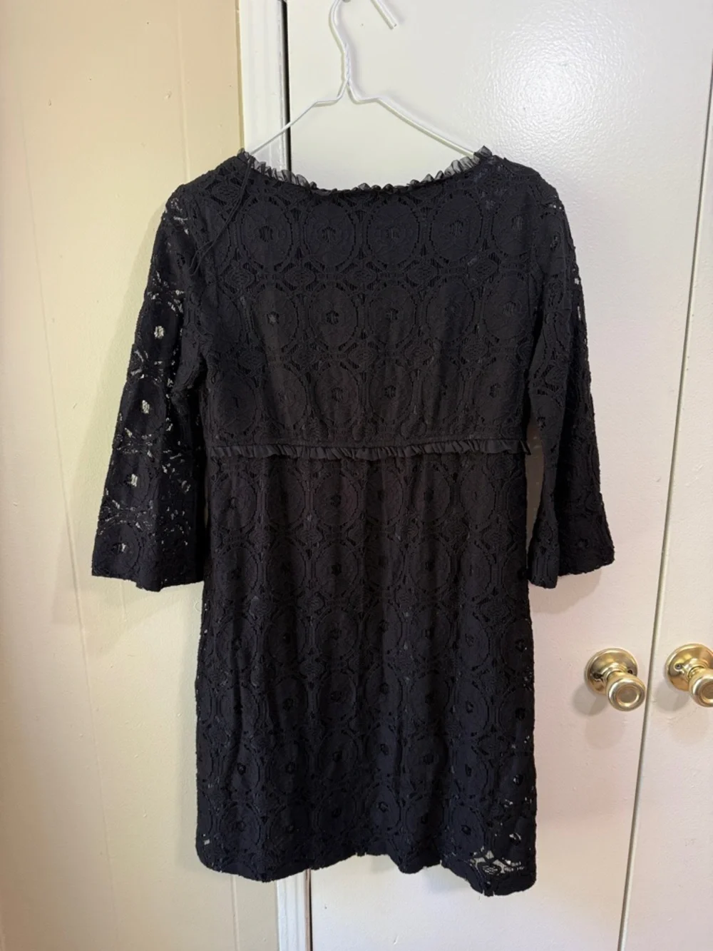 Ronni Nicole Lace Fit & Flare Dress Black 3/4 Sleeve‎ V-Neck Size 6